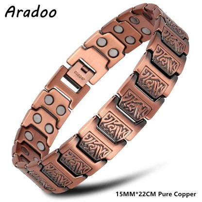 ARADOO Copper Bracelet for Men 100% Pure Copper Magnetic Link Bracelets Jewelry