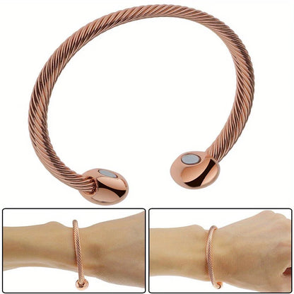 Magnetic Copper Bracelet Therapy Arthritis Pain Bangle Healing Cuff Gold
