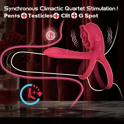 Rose Penis Ring Vibrator Female G-spot Clitoral Stimulation Male Ejaculation Delay Silicone CockRing Adult Sex Toy for Couples