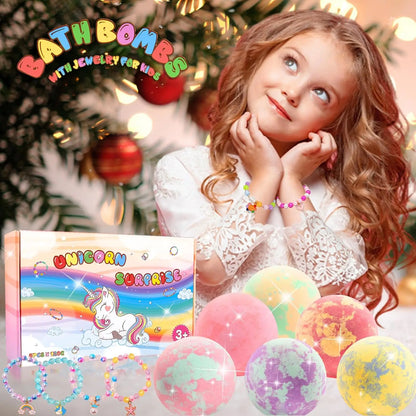 Unicorn Bath Bombs with Surprise Toys Inside, Easter Gifts for Kids Girls