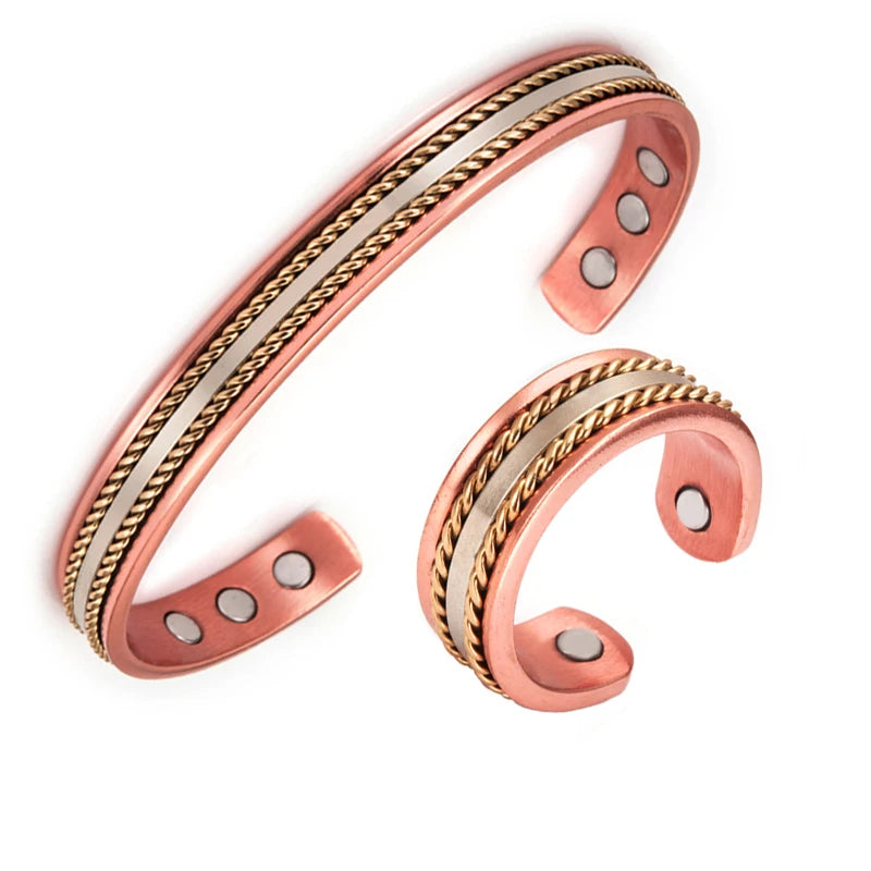 Woven Copper Magnetic Bracelet Ring Magnetic Copper Bracelets Adjustable Pure Co
