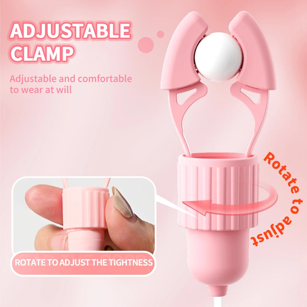 Vibrating Nipple Clamp Tongue Licking Sucking Vibrator For Women Breast Massage Labia Clitoris Clip Stimulation Massager Sex Toy