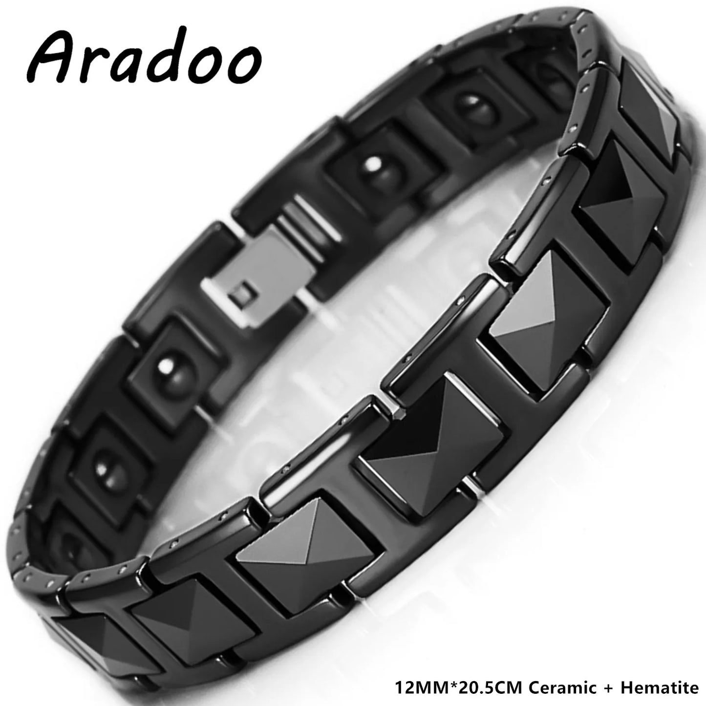 ARADOO Premium Ceramic Titanium Steel Bracelet for Men Women with Hematite Magne