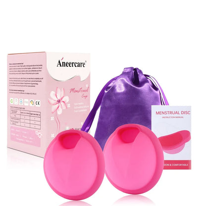 Soft Silicone Lady Cup Reusable certified Disc Accessories Disk With Storage bag Kit Women Health Care Feminine Hygiene