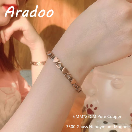 ARADOO Premium Copper Bracelets For Women with 3500 Gauss Neodymium Magnets Love