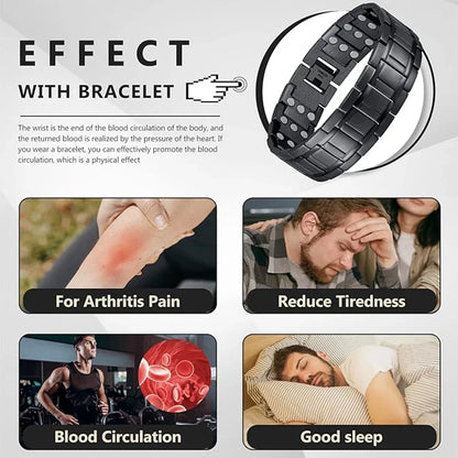 ARADOO 3500 Gauss Neodymium Magnetic Titanium Steel Bracelet for Men with Deploy