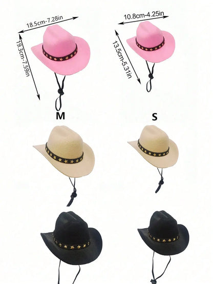 Pet Western-Style Hat for Dogs & Cats - Adjustable Straw & Felt Cowboy Hats in Multiple Colors