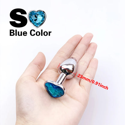 Metal Anal Plug Heart Crystal Beginner To Expert 5 Size Butt Plug Adult Toy Tail Female/Male Dildos Sex Toys Couples Adults Game