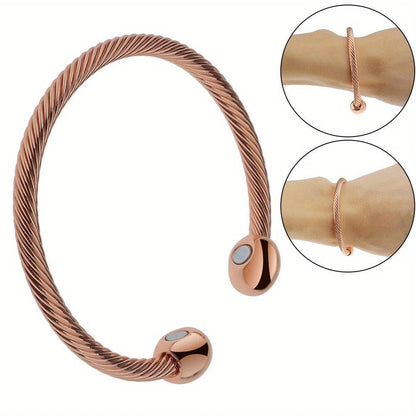 Magnetic Copper Bracelet Therapy Arthritis Pain Bangle Healing Cuff Gold