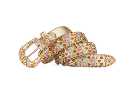 Men's Jeans Rhinestone Large Size Belt Women's Belt Western Denim Shiny Rivet Design Leather HipHop Punk Rock Y2K Style Belt
