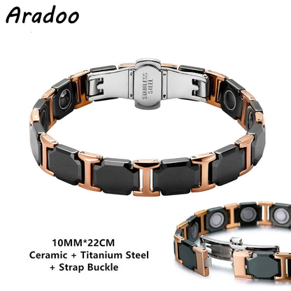 ARADOO Classic Dreamy Blue Ceramic Titanium Steel Bracelets Strap Buckle Design