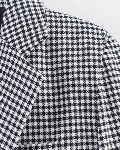 Women's Plaid Blazer Spring Casual Double Breasted Suit Jacket Office Work Daily Outwear Two Colors