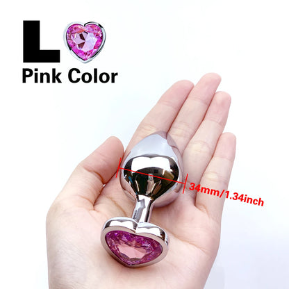 Metal Anal Plug Heart Crystal Beginner To Expert 5 Size Butt Plug Adult Toy Tail Female/Male Dildos Sex Toys Couples Adults Game