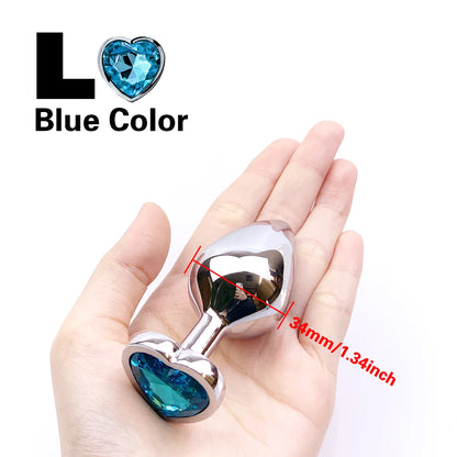 Metal Anal Plug Heart Crystal Beginner To Expert 5 Size Butt Plug Adult Toy Tail Female/Male Dildos Sex Toys Couples Adults Game