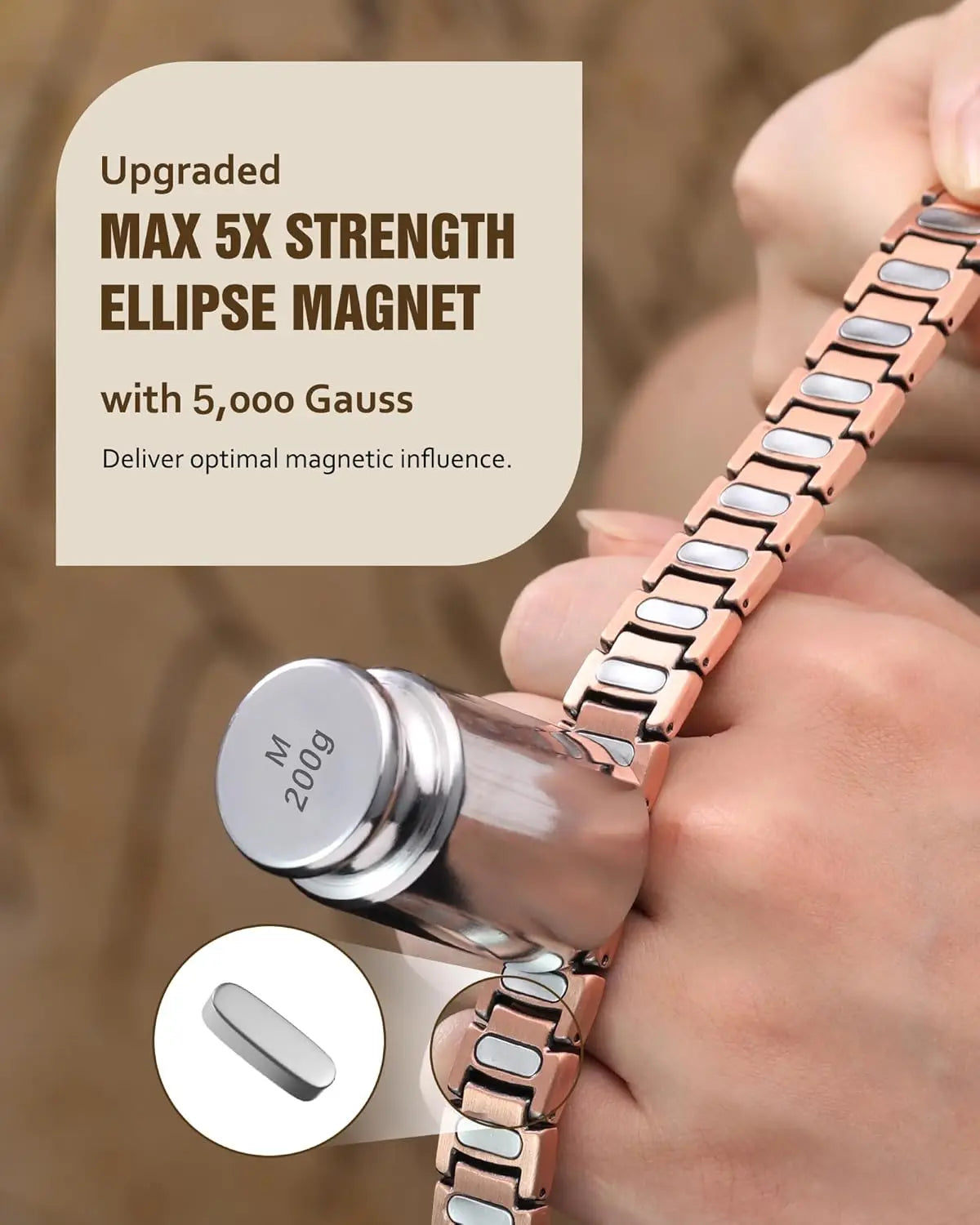 ARADOO Premium Copper Bracelet for Men with Strength 5000 Gauss Magnets Titanium