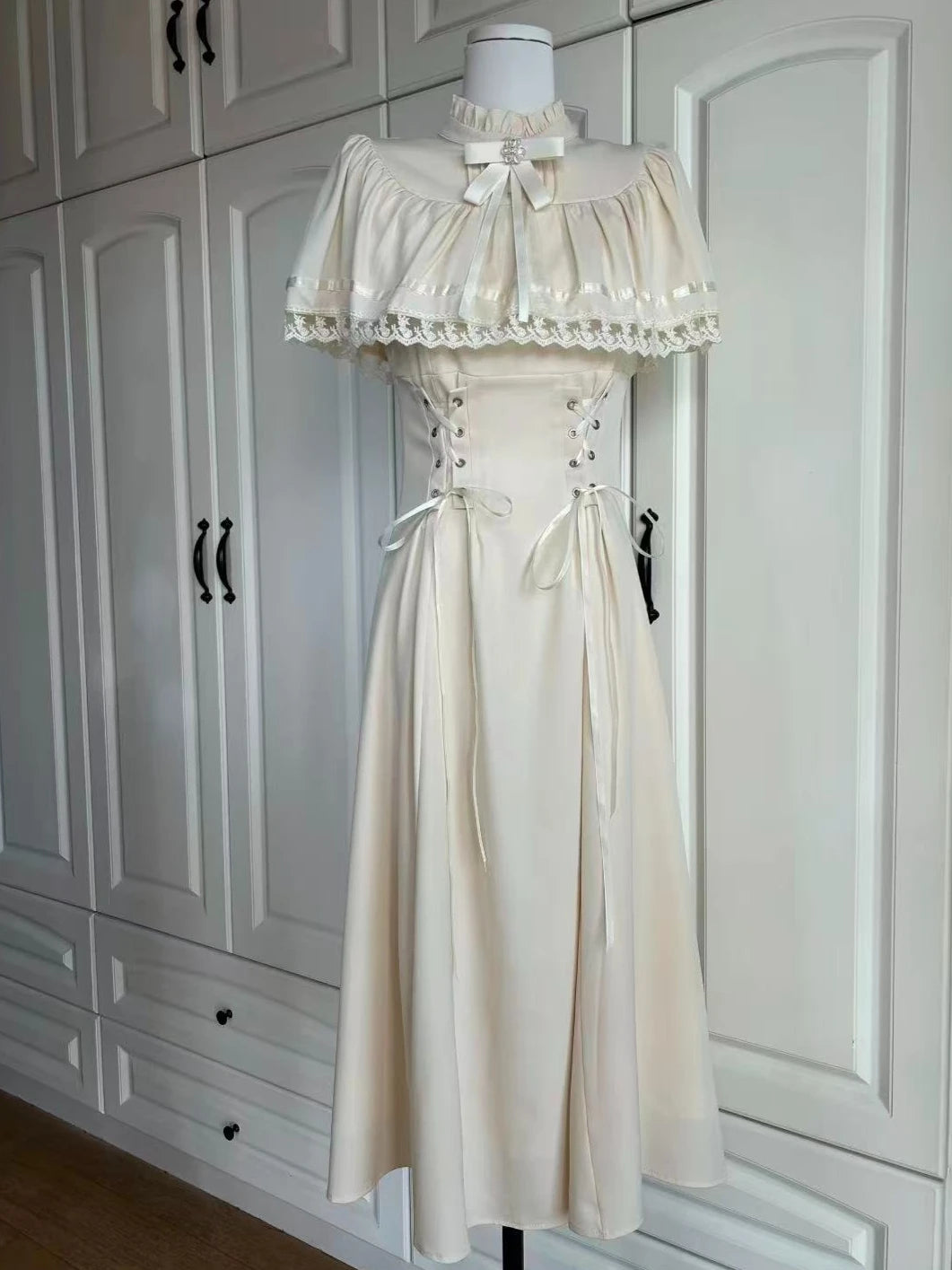 2025 Autumn New Women's Midi Dress French Vintage Lace Evening Gown Romantic Fairy Princess Style Elegant Party Formal Wear