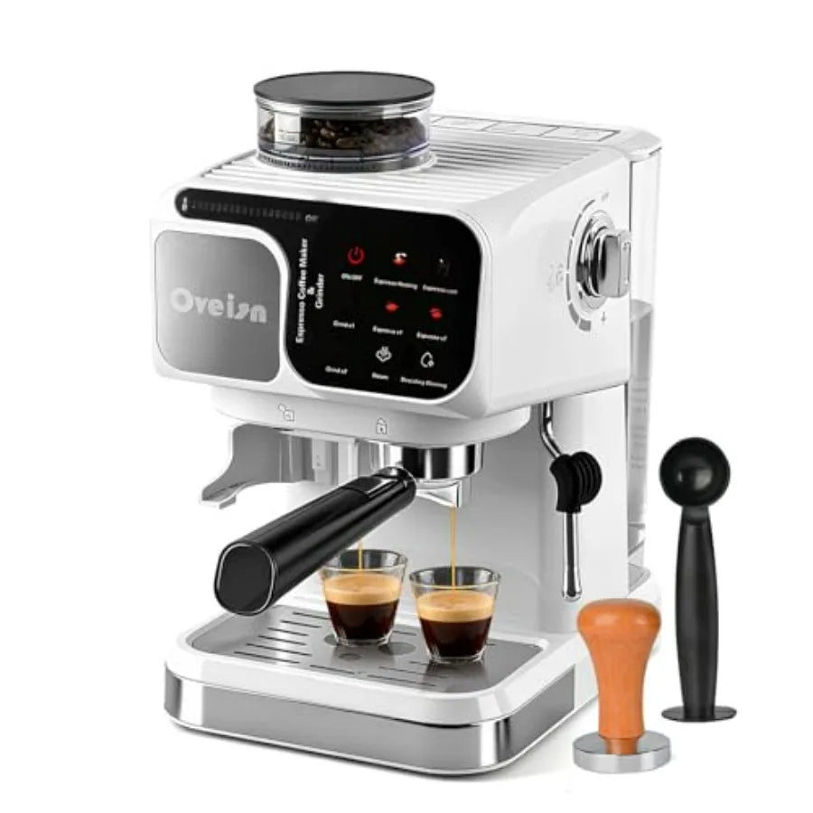 Espresso Machine White Fast Heating for Cappuccino Latte Coffee Maker for Home Office
