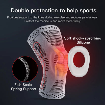 1/2 Piece Compression Knee Sleeve Silicone Protection Support Knee Pain Sport Pads Running Gym Arthritis Knee Workout Sports