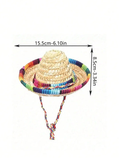 Pet Western-Style Hat for Dogs & Cats - Adjustable Straw & Felt Cowboy Hats in Multiple Colors