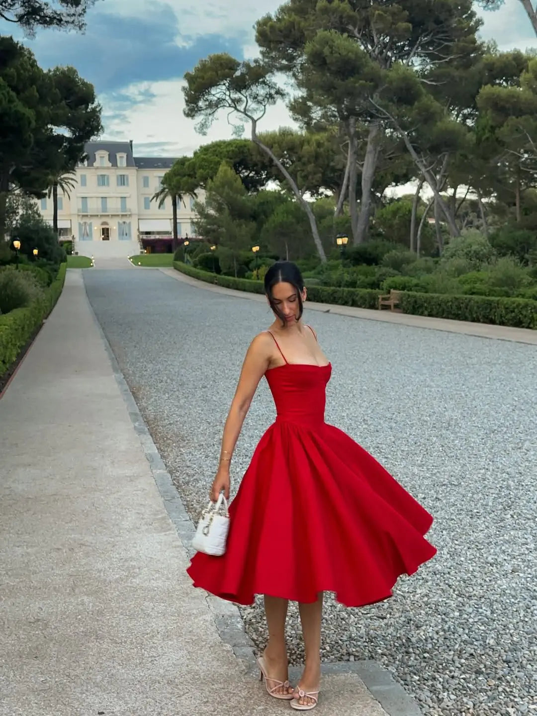 YENKYE Green Floral Print Sexy Spaghetti Straps Dress Women Low Waist A-line Midi Holiday Summer Dresses Party Robe 2025 Vestido