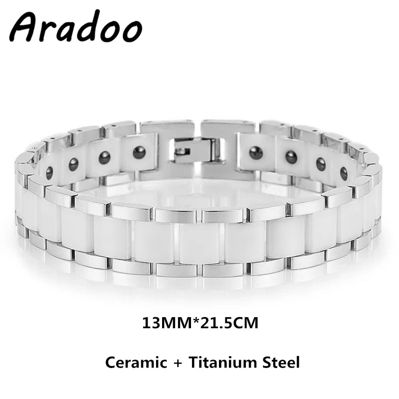 ARADOO Classic Dreamy Blue Ceramic Titanium Steel Bracelets Strap Buckle Design