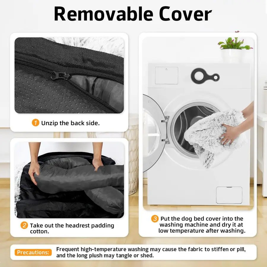 Dog Bed Fluffy Plush Dog Mat for Furniture Protector with Removable Washable Cover for Large Medium Small Dogs and Cats Large, L