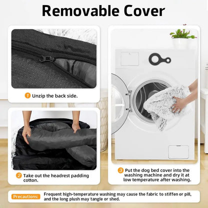 Dog Bed Fluffy Plush Dog Mat for Furniture Protector with Removable Washable Cover for Large Medium Small Dogs and Cats Large, L