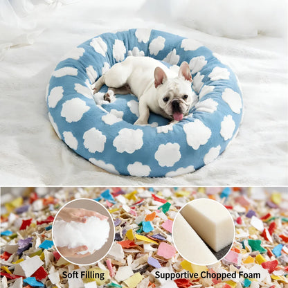 Warm Donut Calming Bed, Fluffy Soft Plush Round Pet Bed for Small/Medium/Large Dogs & Cats, Black Friday Pick