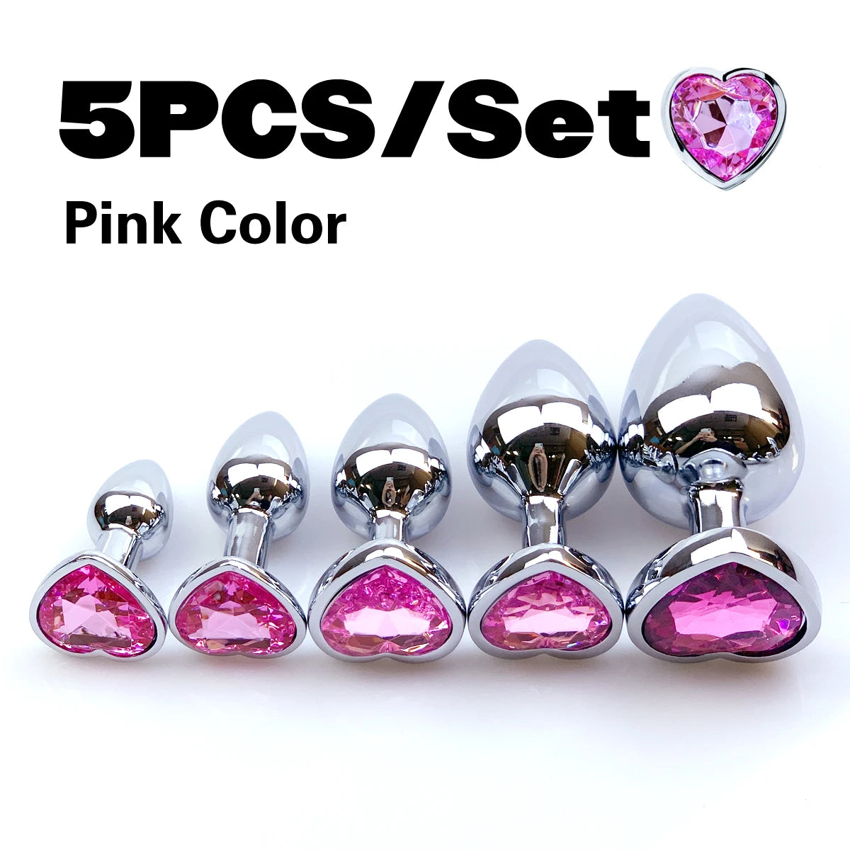 Metal Anal Plug Heart Crystal Beginner To Expert 5 Size Butt Plug Adult Toy Tail Female/Male Dildos Sex Toys Couples Adults Game