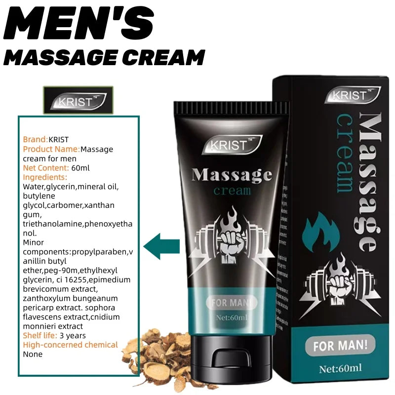 Men's Massage Cream for Intimate Experience Interactive Relaxation Fast Absorption Non-Greasy Promotes Bonding And Comfort