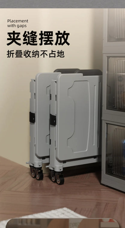 Folding Shopping Cart Household Multi-functional Mobile Shopping Cart Camping Storage Plastic Large-capacity Shopping Cart