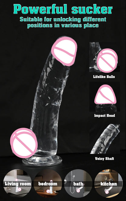 Soft Jelly Dildo Different Sizes Transparent Realistic Fake Dick Penis with Suction Cup G Spot Vagina Massage Sex Toy for Women