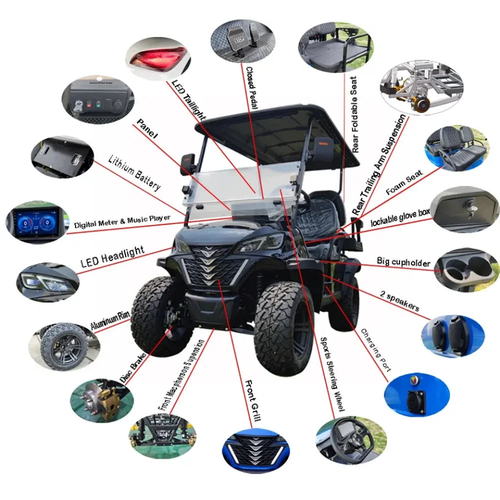 2+2 4+2 Seater 4 6 Person/Passenger Sightseeing Cart Club Car Electric Golf Cart