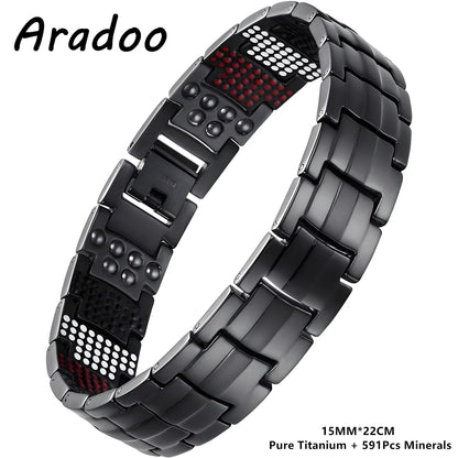 ARADOO Premium Copper Bracelet for Men with Strength 5000 Gauss Magnets Titanium