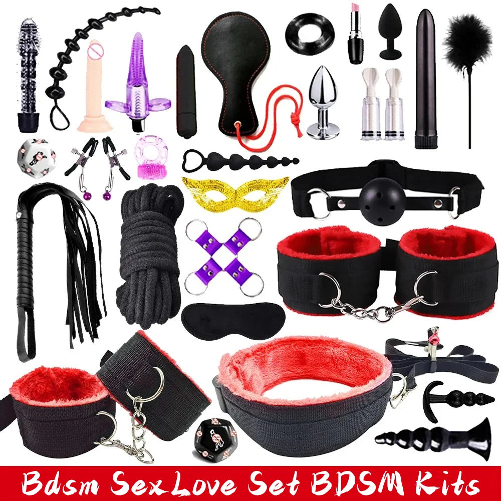 BDSM Kits Sex Bondage Vibrators Sex toys for Women Couples Adult 18 Handcuffs erotic accessories anal plug Dildo Sexy Toys Shop