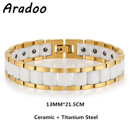 ARADOO Classic Dreamy Blue Ceramic Titanium Steel Bracelets Strap Buckle Design