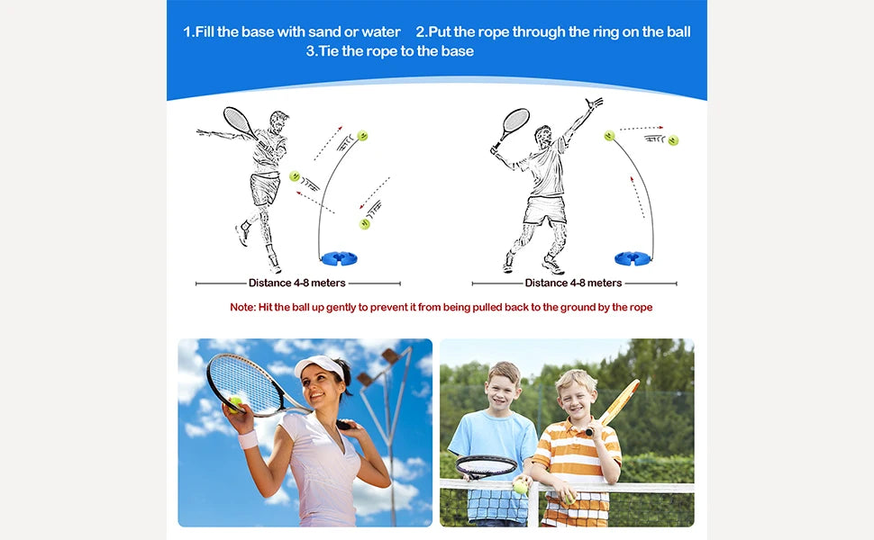 Solo Tennis Trainer Rebound Portable Tennis Equipment for Self-Practice Vibration Dampeners Works for Kids Beginners