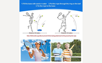 Solo Tennis Trainer Rebound Portable Tennis Equipment for Self-Practice Vibration Dampeners Works for Kids Beginners