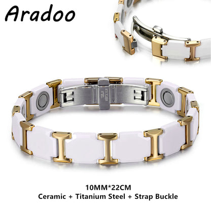 ARADOO Classic Dreamy Blue Ceramic Titanium Steel Bracelets Strap Buckle Design