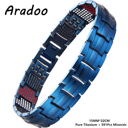 ARADOO Premium Copper Bracelet for Men with Strength 5000 Gauss Magnets Titanium