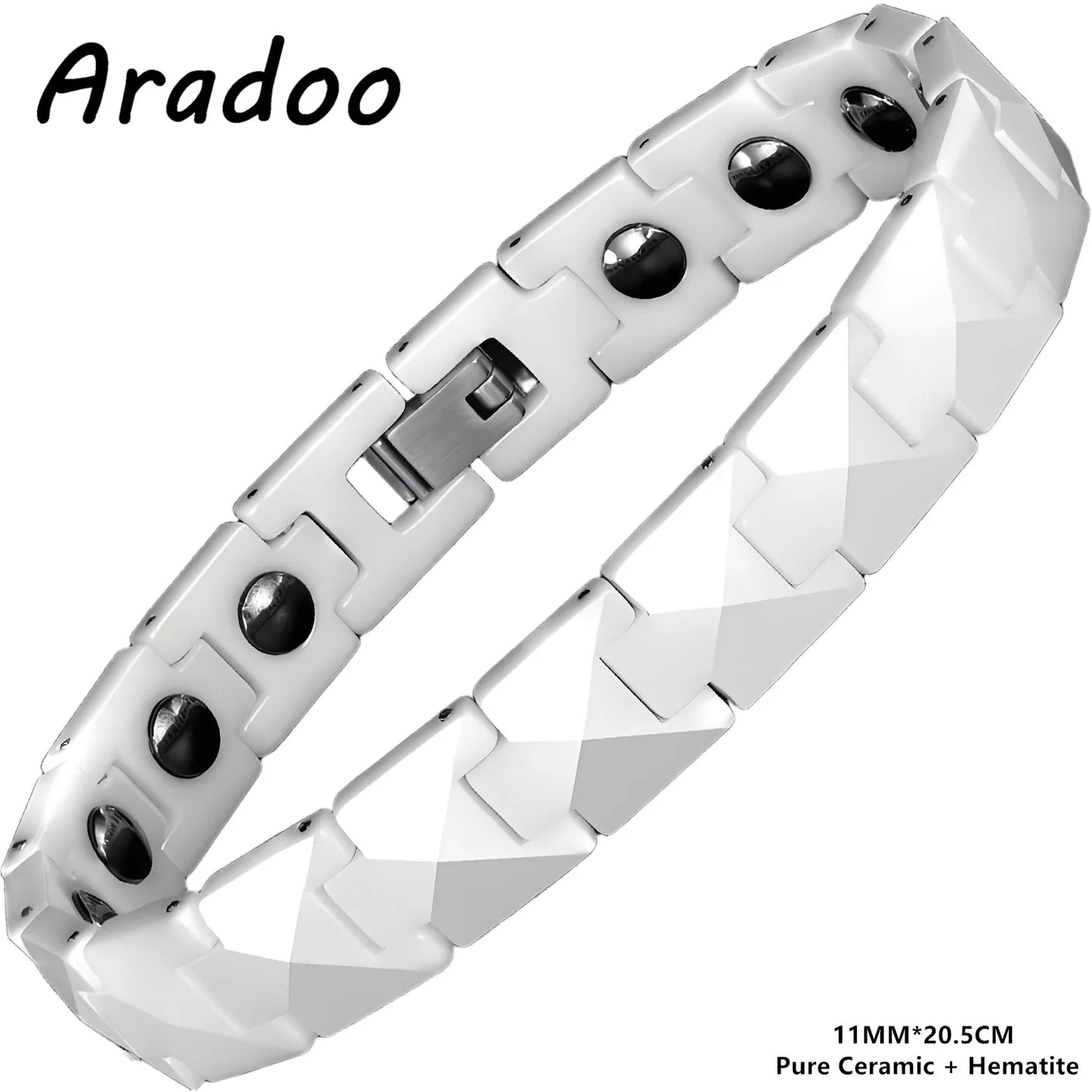 ARADOO Premium Ceramic Titanium Steel Bracelet for Men Women with Hematite Magne