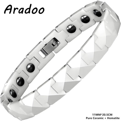 ARADOO Premium Ceramic Titanium Steel Bracelet for Men Women with Hematite Magne