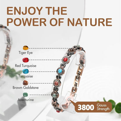 ARADOO Pure Copper Bracelets for Women with Turquoise Ultra Strength Magnetic Wr