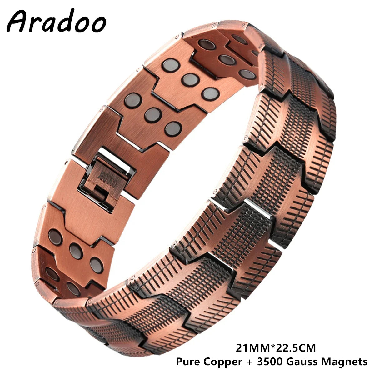 ARADOO Copper Bracelet for Men 100% Pure Copper Magnetic Link Bracelets Jewelry