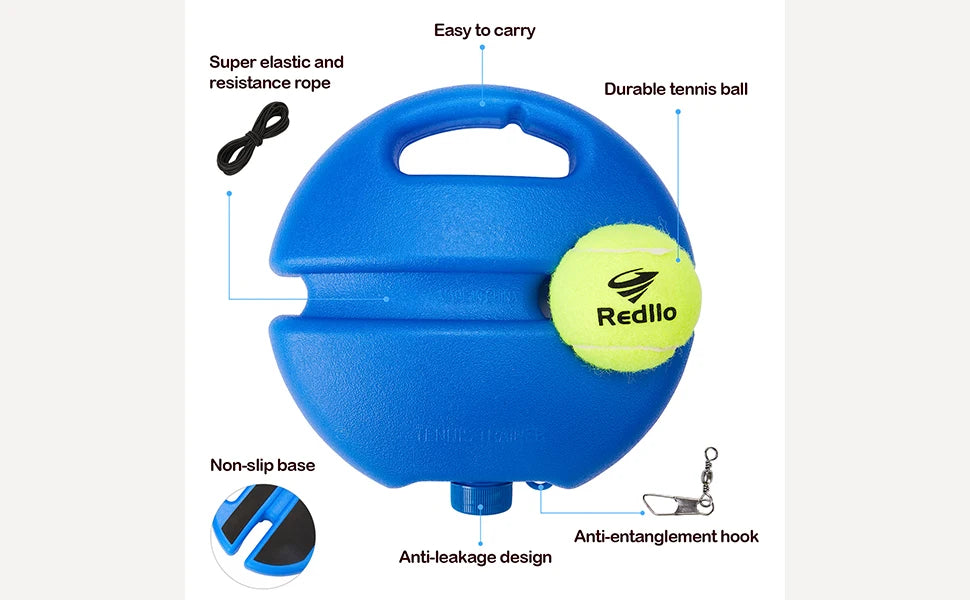 Solo Tennis Trainer Rebound Portable Tennis Equipment for Self-Practice Vibration Dampeners Works for Kids Beginners