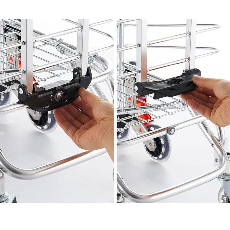 Grocery Cart Folding Portable Shopping Aluminum Alloy Lightweight Step Climbing