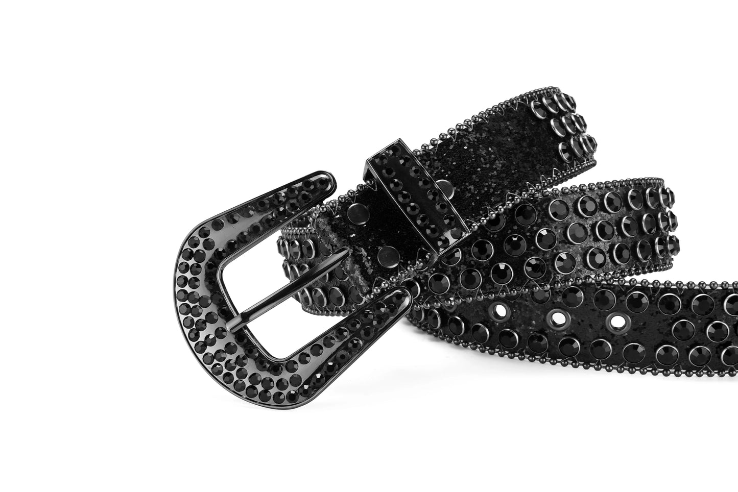 Men's Jeans Rhinestone Large Size Belt Women's Belt Western Denim Shiny Rivet Design Leather HipHop Punk Rock Y2K Style Belt
