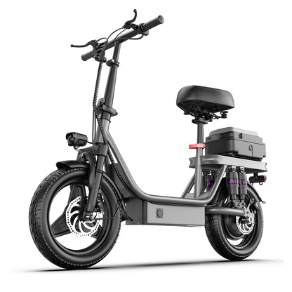 UPlee GQ8 Adult Electric Bike 750W Peak Motor 48V15AH electric scooter 14 Inch fat tire Full Shock Foldable with trunk e bike