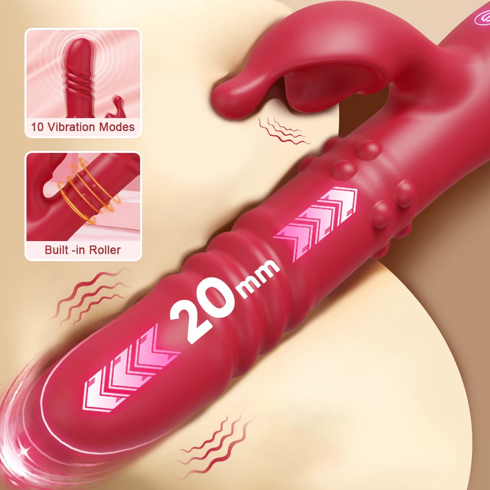 Thrusting Rabbit Vibrator for Women Go and Come G-Spot Dildo Vibrator Clitoris Stimulator Female Masturbation Sex Toy for Women