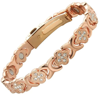 Y Women'S Pure Copper Magnetic Bracelet | 3500 Gauss Strong MagnetRose Leaf and